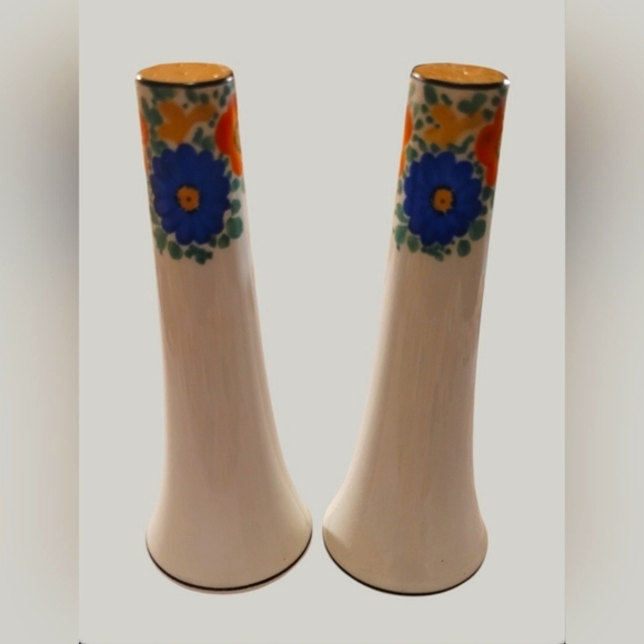 MID CENTURY LUSTERWARE HAND PAINTED SALT & PEPPER SHAKERS VINTAGE 1930'S JAPAN - Picture 1 of 4